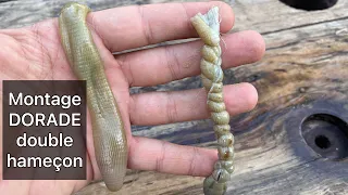 Gros bibi liguaturé avec 2 hameçons. Peche à la dorade du bord. Peche en mer surfcasting