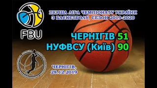 ПЛЧУ 2019-20. 28.12.2019. Чернігів - НУФВСУ (Київ) 51:90. Огляд гри