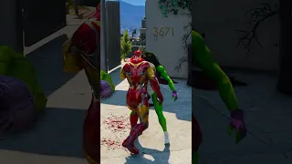 GTA V SPIDER MAN SAVED HULK WIFE FROM IRON MAN 😵#short #gtavshorts