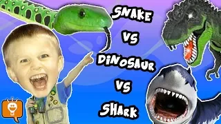 SHARK FIGHT! DINO vs SNAKES! Minecraft Toy FUN with HobbyBear of HobbyFamilyTV