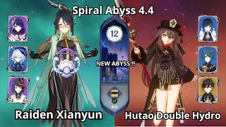 C0 Raiden Xianyun Hypercarry & C0 Hutao Double Hydro - NEW Spiral Abyss 4.4 Floor 12 Genshin Impact