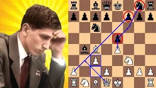 Bobby Fischer blasts Reuben Fine in 17 moves with the Evan's Gambit | 1963
