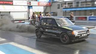 Peugeot 205 with VW PD TDI Power! at Santa Pod Raceway