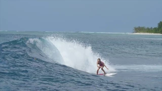 Sierra Kerr surfing Mentawai Islands Indonesia 2016. Surfer girl age 9 years old