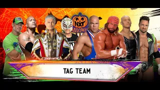 WWE 2K24 JOHN CENA REY MYSTERIO THE ROCK CODY RHODES VS MACHO MAN RANDY SAVAGE KURT ANGLE BARON CORN