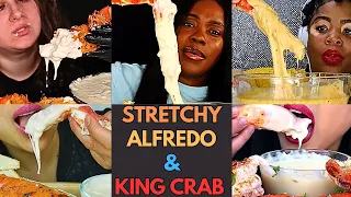 🦀✨🧀 Stretchy Alfredo & KING CRAB MUKBANG! KING CRAB + ALFREDO SAUCE | MUKBANG COMPILATION🔥🔥😋