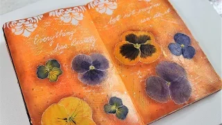 Spring flowers art journal mixed media tutorial