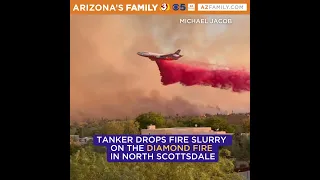 DC-10 tanker makes slurry drop at Diamond Fire in Scottsdale