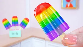 Fruits Popsicles Ice Cream 🌈🍦 Freeze Miniature Rainbow Jelly Decorating | Mini Cakes Making