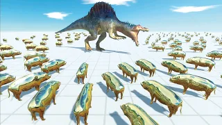 DINOSAURS VS GOLDEN PIGS - WHO CAN HUNT MORE PIGS ? - ARBS - Animal Revolt Battle Simulator