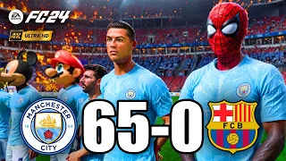 FIFA 24 | RONALDO, SPIDER MAN, MARIO, MESSI, ALL STARS | MANCHESTER CITY 65-0 FC BARCELONA