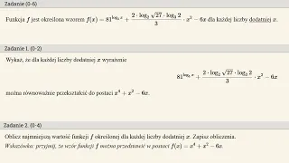 Matura rozszerzona 2023 - zadanie 12 - funkcja