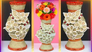 Plastic Bottle Flower Vase Making |Jute craft ideas | DIY - Flower Vase | Best Out of Waste |