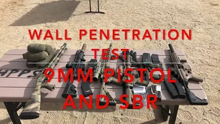 Drywall Penetration Test with 9mm Pistol and SBR
