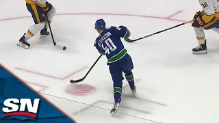 Elias Pettersson Unleashes ROCKET Wrister To Open Scoring vs. Predators