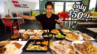 $50 ITE FOOD COURT CHALLENGE! | MOST AFFORDABLE FOOD COURT in SINGAPORE! | School Canteen Mukbang!