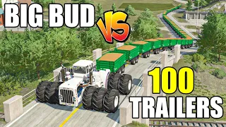 BIG BUD vs 10/25/50/100 TRAILERS - 1865,2 TONS!!!!! Farming Simulator 22