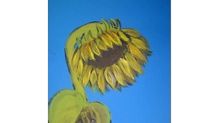 Рисуем Подсолнух (ускоренная съемка ) HOW TO DRAW SUNFLOWER