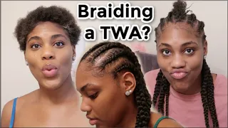 WATCH ME BRAID MY TWA!!! FEED IN CORN ROWS ON SHORT HAIR