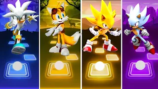 Silver Sonic vs Tails vs Super Sonic vs Hyper Sonic - Tiles Hop EDM Rush!!