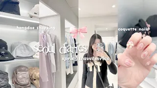 SEOUL diaries | spring in korea 🤍 a day in hongdae, coquette nails, skin analysis, samoyed cafe