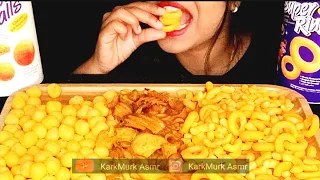 ASMR* SNACKS* CHEESE BALLS* CHEESE RINGS* SWEET POTATO CHIPS (EATING SOUNDS) NO TALKING