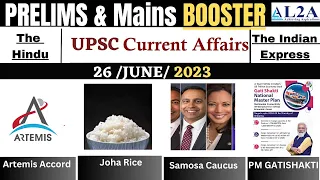 Most Important News UPSC Current Affairs|26JUNE 2023 |The Hindu & Indian Express Analysis|L2A #upsc