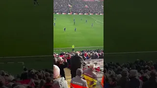 Harvey Elliott’s dad in tears seeing his son score his first Liverpool goal.