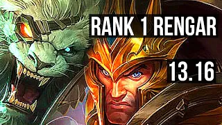 RENGAR vs JARVAN IV (JNG) | Rank 1 Rengar, Rank 3 Rengar, 1200+ games | KR Challenger | 13.16