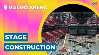 Stage Construction in Malmö Arena 1 month before the Grand Final #eurovision2024 #malmö