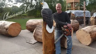 Chainsaw Carving A Standing Eagle - Time Lapse Chainsaw Carving!