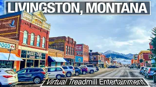 Livingston Montana Winter Walking Tour - 4k City Walks Video for Treadmill