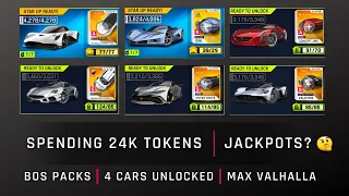 Asphalt 9 | [ Spending 24k Tokens - Burst of Speed Packs ] | [ 4 New Cars + Max Valhalla  ]