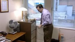 David Brent (Gervais) welcoming Donna to the office