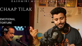 Kashmiri Musician reacting and explaining "Chaap Tilak" 💔🥹#cokestudio#abidaparveen#rahatfatehalikhan