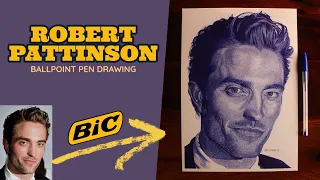 Robert Pattinson Ballpoint Pen Drawing | Realistic Portrait Using BIC Pen | Time Lapse | BornAdroit