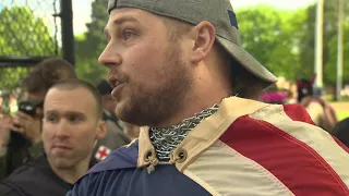 Jeremy Christian at a protest 1 month before MAX train stabbing