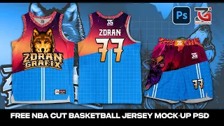 FREE NBA CUT JERSEY MOCK-UP PSD  |  How to make SUBLIMATION JERSEY DESIGN using PHOTOSHOP