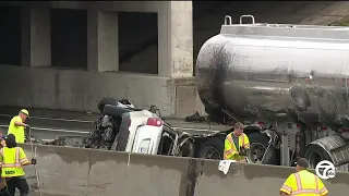 7 injured in fiery crash involving tanker truck on I-75 near Warren Avenue