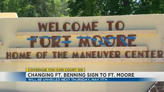 "Welcome to Fort Benning Sign" switched to Fort Moore