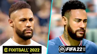 eFootball 2022 vs FIFA 22 | Paris Saint-Germain Players Face Comparison ft. Neymar, Messi, Mbappe