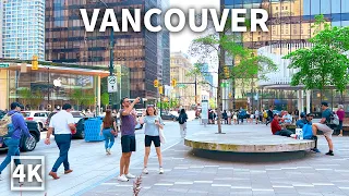 【4K】Downtown Vancouver Walk on A Hot Spring Day | Travel Canada (Binaural City Sounds)