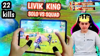 LIVIK KING OR NOT ? SOLO VS SQUAD | IPAD PRO PUBG 4 FINGERS + FULL GYRO HANDYCAM GAMEPLAY