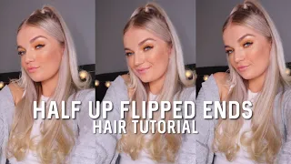 FLIPPED-ENDS HALF UP HAIR TUTORIAL | Kim K / 90s inspired