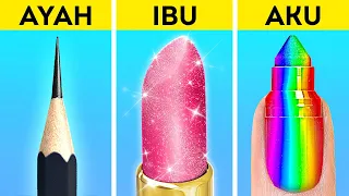 TANTANGAN GAMBAR IBU vs AYAH vs AKU || Ide Menggambar & DIY Keren untuk Ortu Kreatif oleh 123 GO!