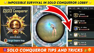 🇮🇳DAY 30-IMPOSSIBLE SURVIVAL IN SOLO CONQUEROR LOBBY | BGMI SOLO CONQUEROR RANKPUSH TIPS