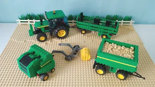 Lego John Deere Tractor, Hopper, Baler and Wagon MOC