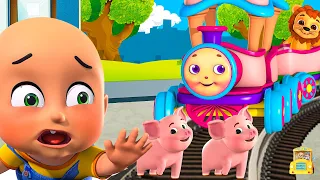 Five Little Piggy on the railway Track & wheel on the bus baby song | nursery rhymes for babies