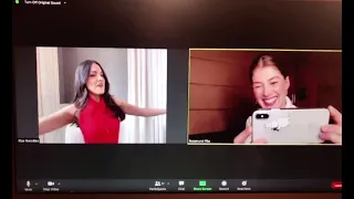 Eiza Gonzalez Congratulating Rosamund Pike