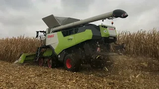 Claas Corio Stubble Cracker on Trion 750 harvesting corn in Germany